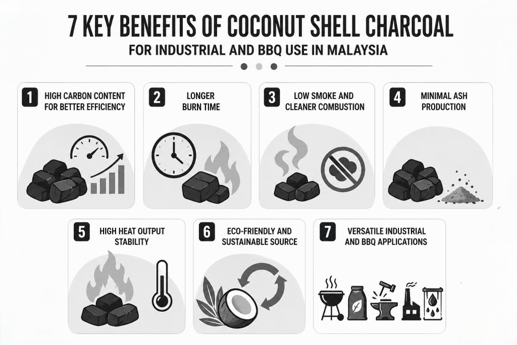 7 Key Benefits Of Coconut Shell Charcoal For Industrial And BBQ Use in Malaysia