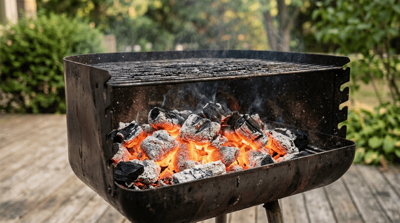 Coconut shell charcoal in Malaysia used in a barbecue
