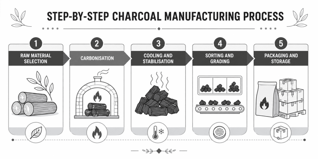 Step By Step Charcoal Manufacturing Process in Malaysia